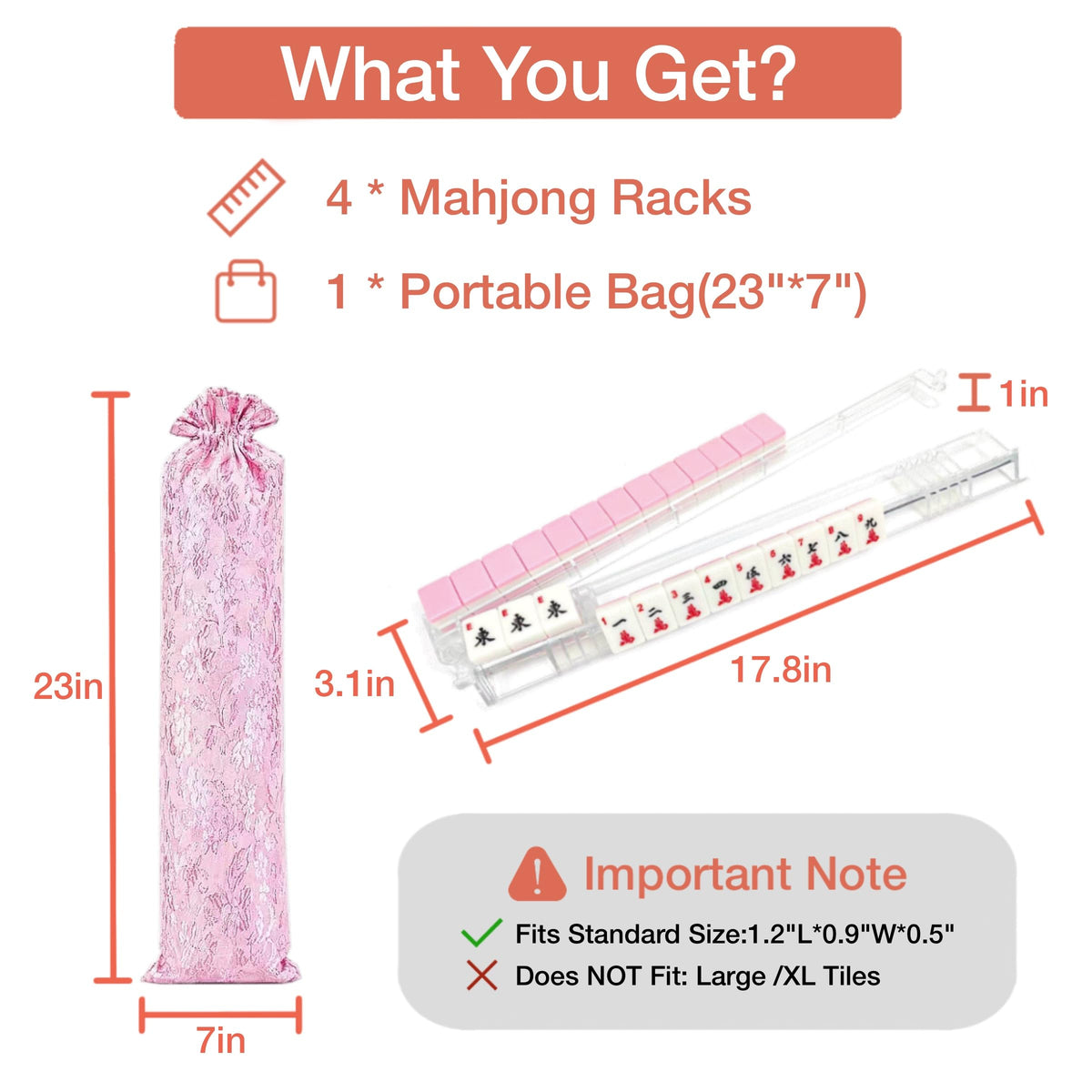 Clear Acrylic Mahjong Racks with Pushers Set of 4 L477