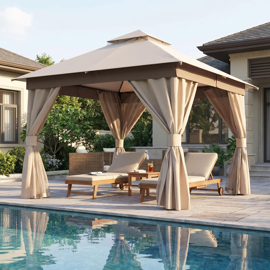 12x12 Metal Frame Gazebo Canopy Tent R323
