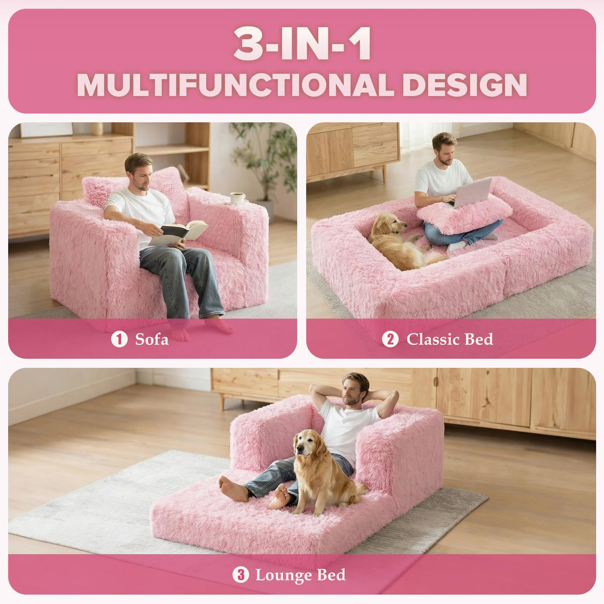 Convertible Sofa Bed 3-in-1 Futon with Pillow B871969