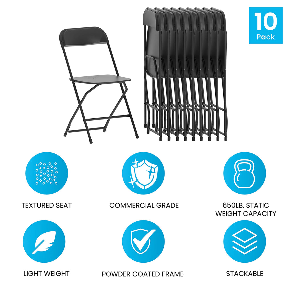 Black Plastic Folding Chair 10-Pack C26006