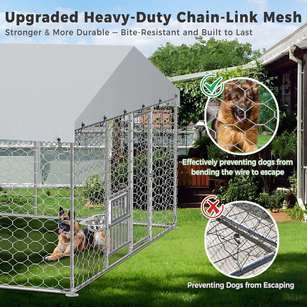 10x15FT Galvanized Outdoor Dog Kennel Y3483