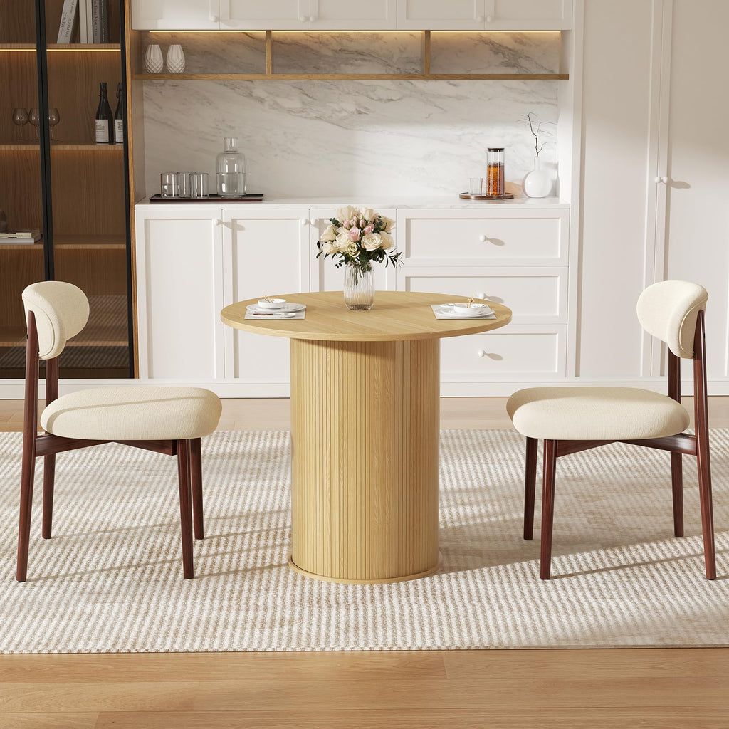 31.5 inch Round Dining Table with 2-Layer Storage Shelf P9393