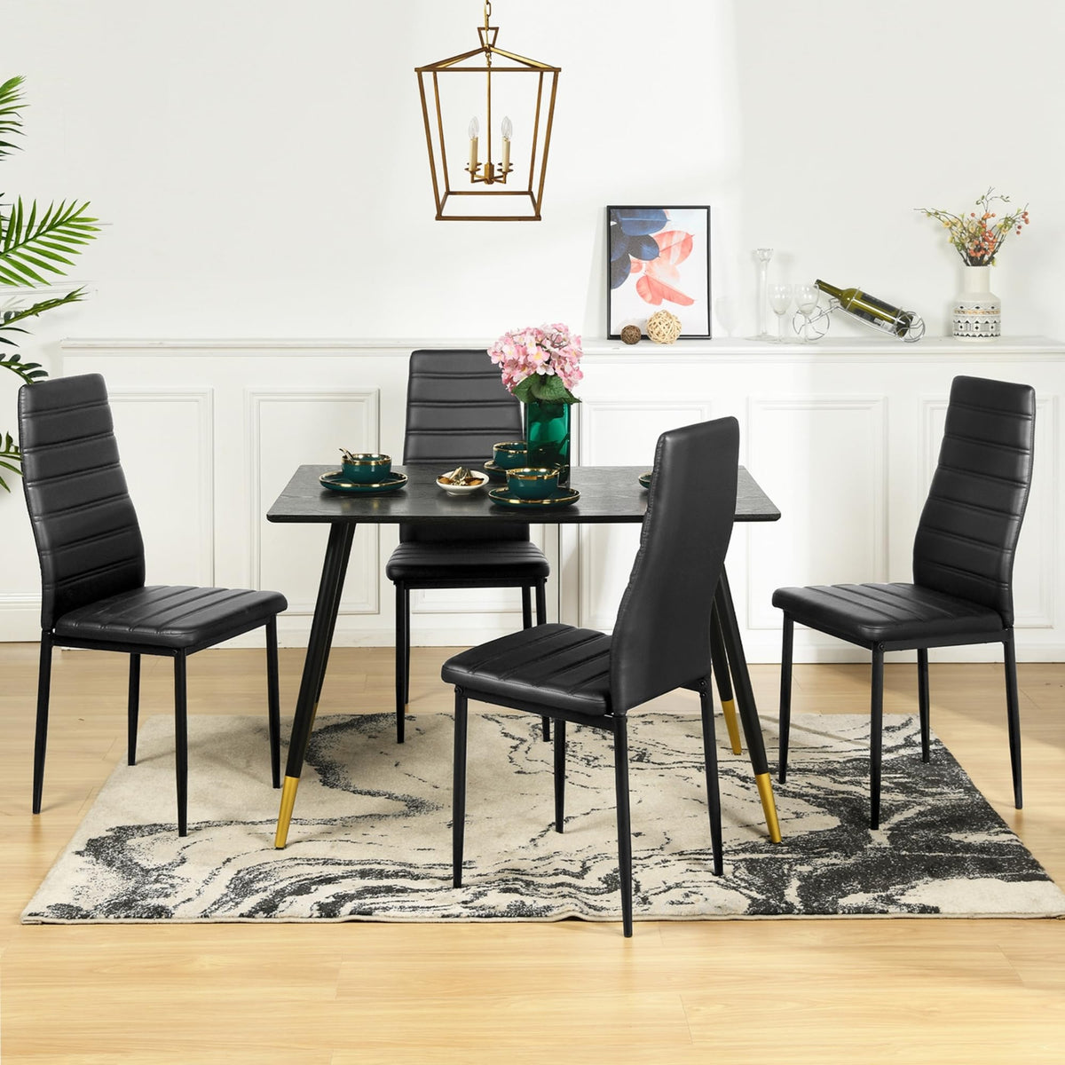 Black PU Dining Chairs Set of 4 O5726