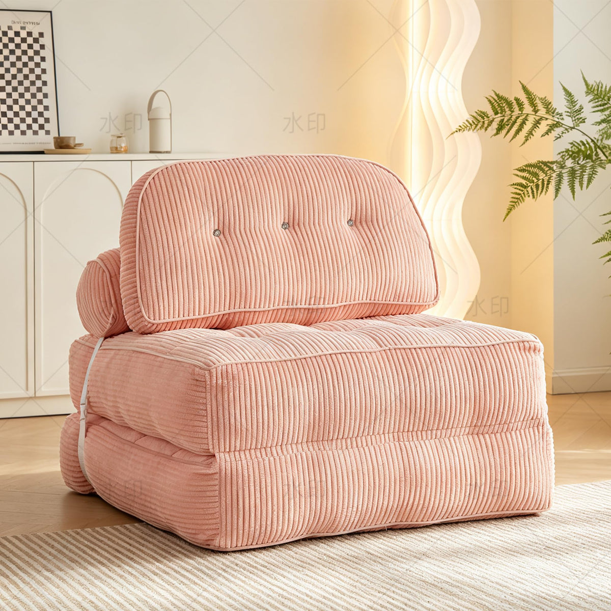 Pink Folding Futon Sleeper Sofa Bed Chair A460403