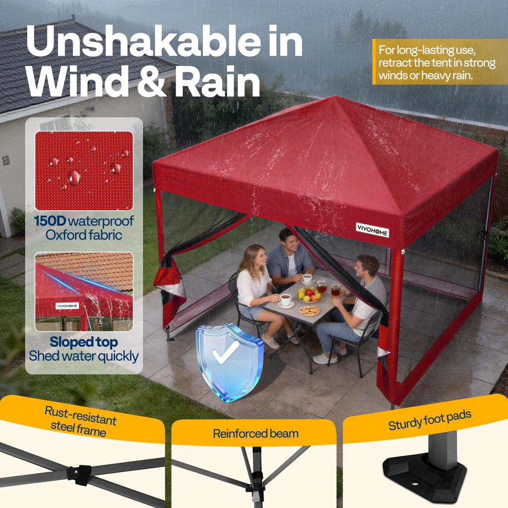 10x10ft Outdoor Screen Tent with Mosquito Netting K7840