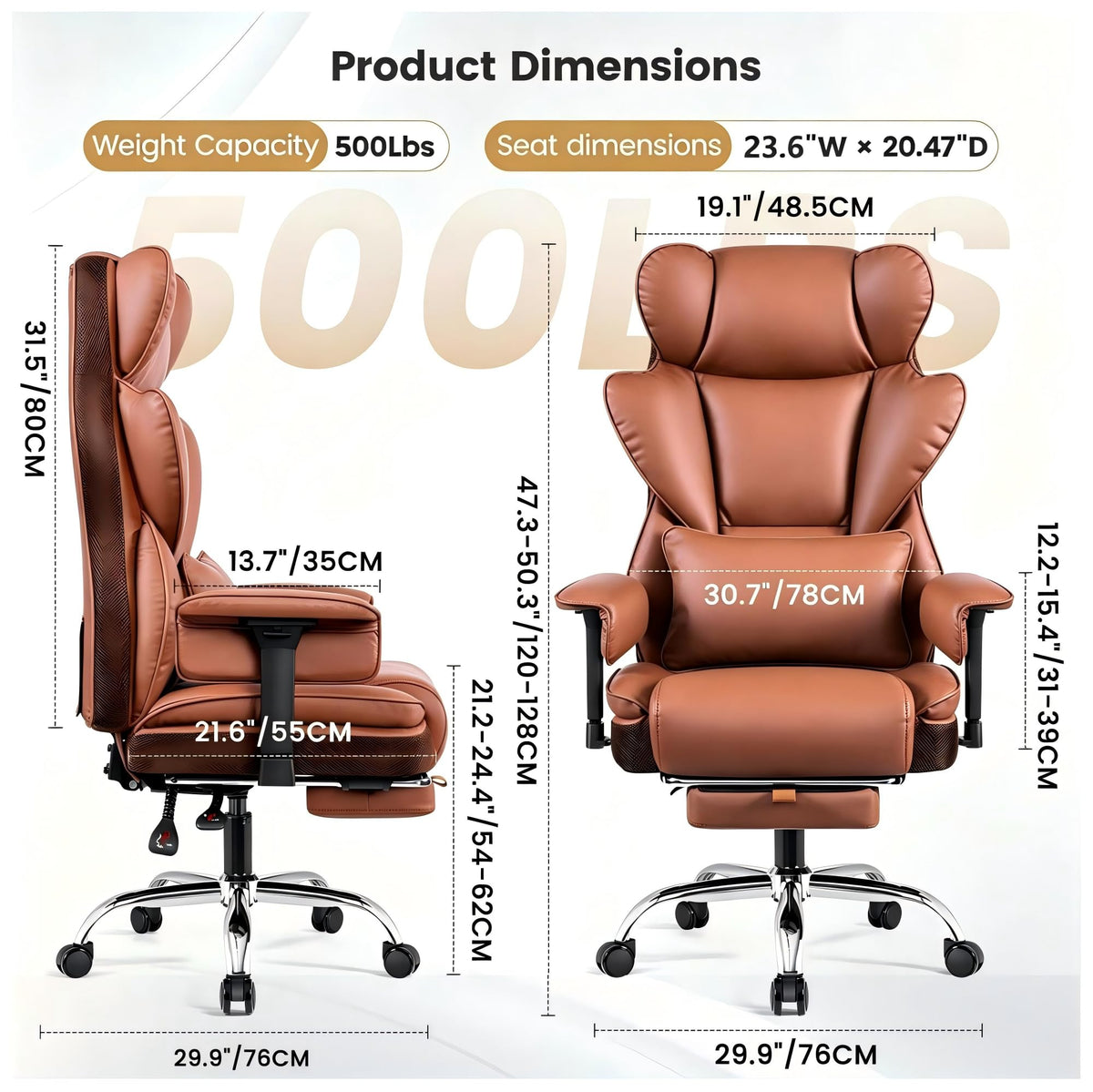 Big and Tall Office Chair 500 lbs PU Leather A870352
