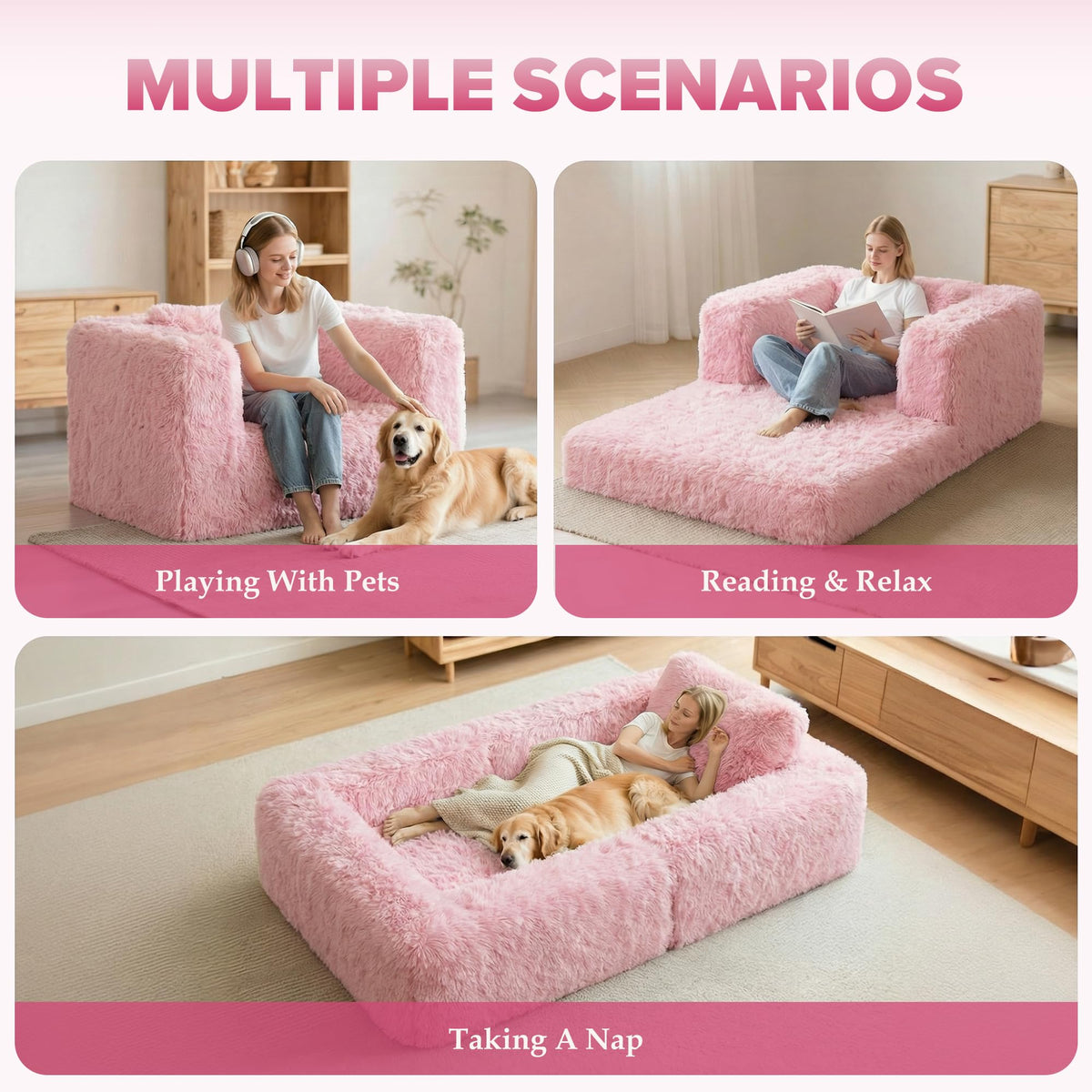 Convertible Sofa Bed 3-in-1 Futon with Pillow B871969