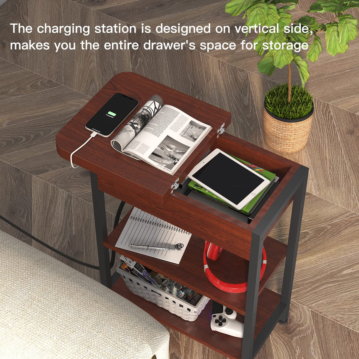 Narrow Side Table with Storage N9641