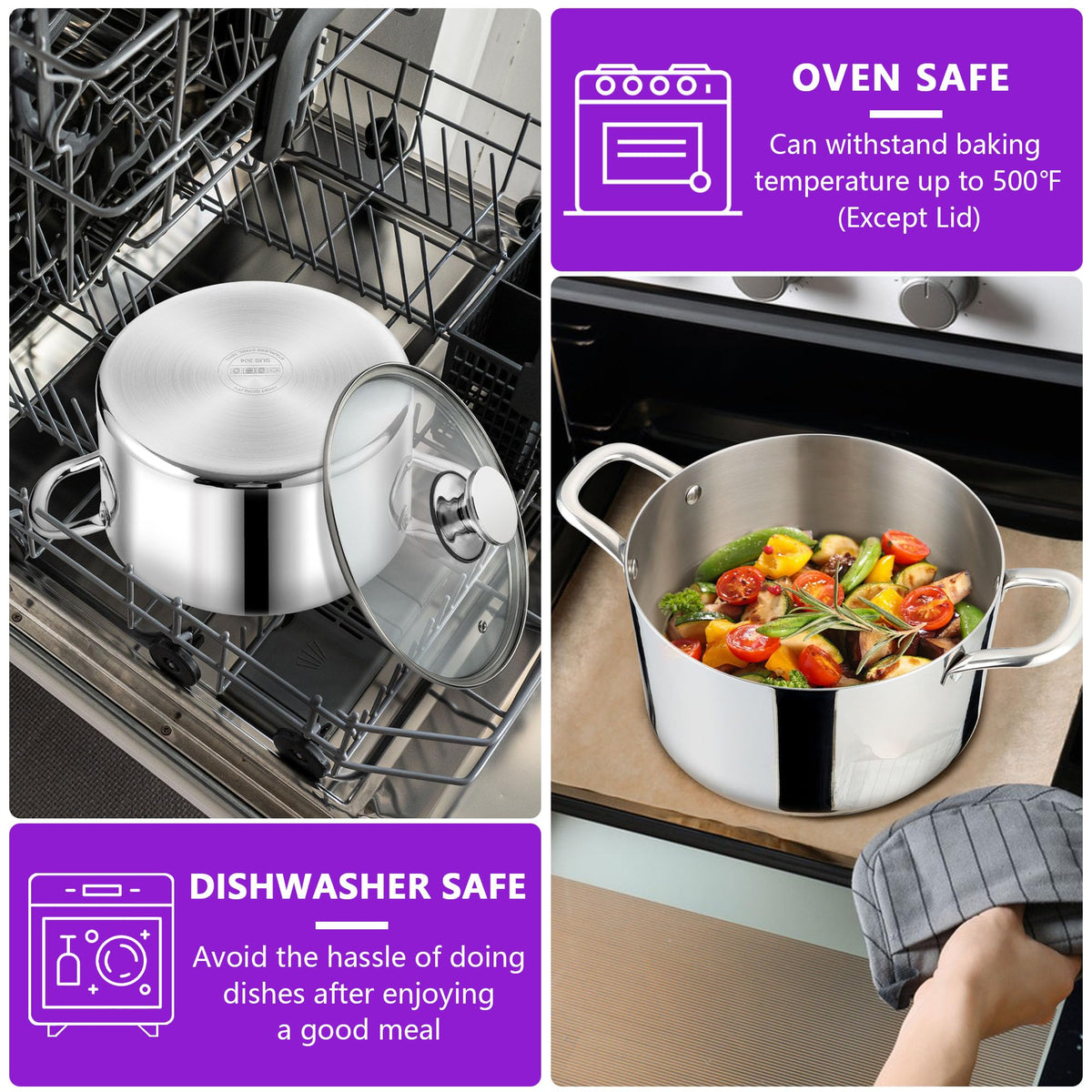 5 Quart Tri-Ply Stainless Steel Stock Pot with Lid S457755