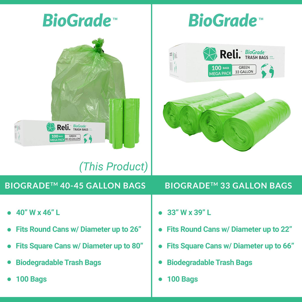 Biodegradable 40-45 Gallon Trash Bags 100 Count M16391