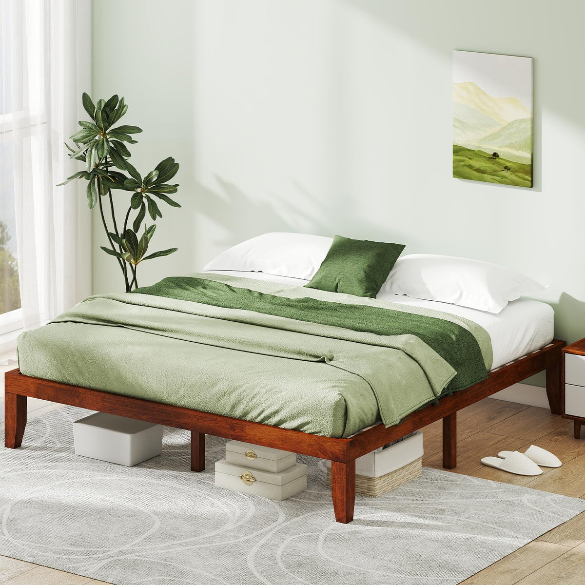 14 Inches Wood Platform Bed Frame King Size N633607