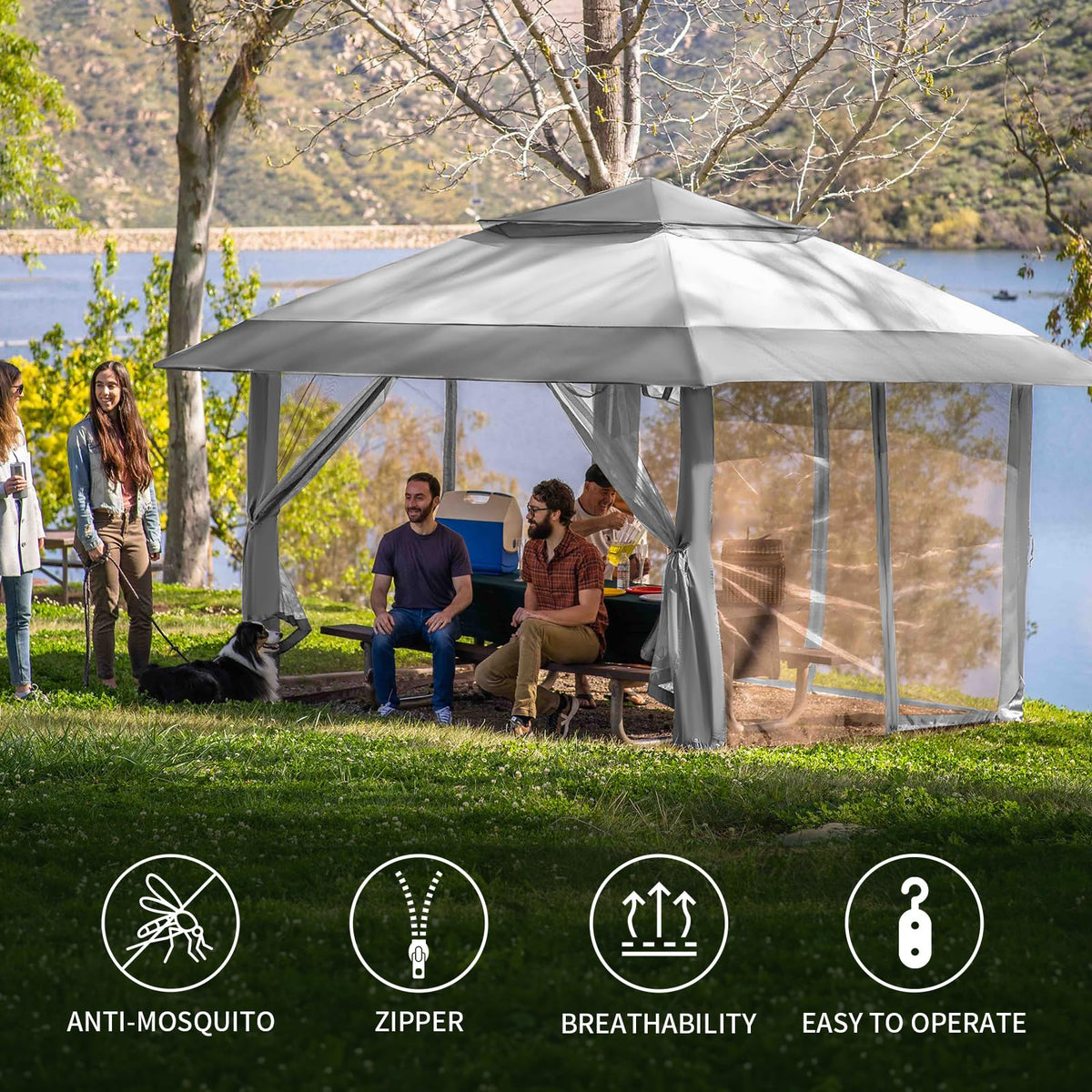 Gazebo Replacement Mosquito Netting 10 x 10ft Grey D290539