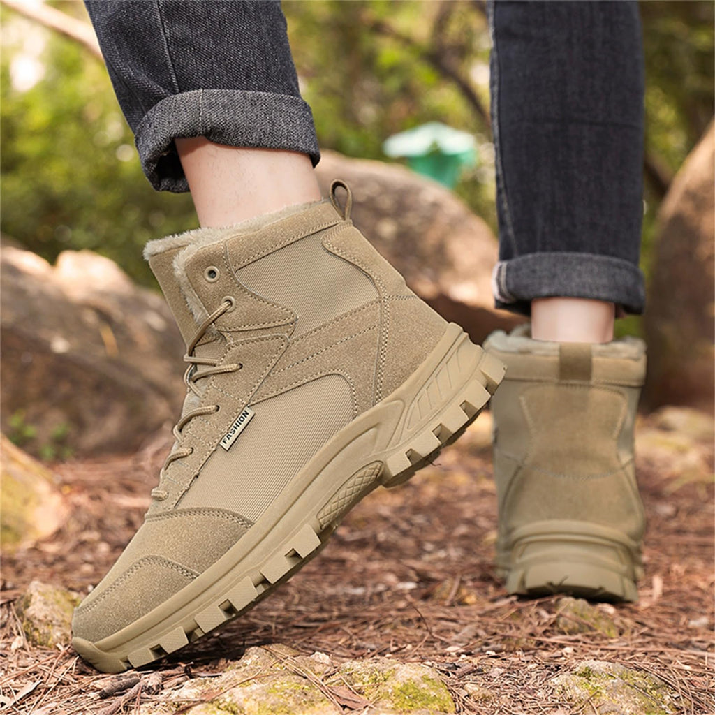 Mid Top Fur Lined Suede Leather Waterproof Military Tactical Boots Z5848