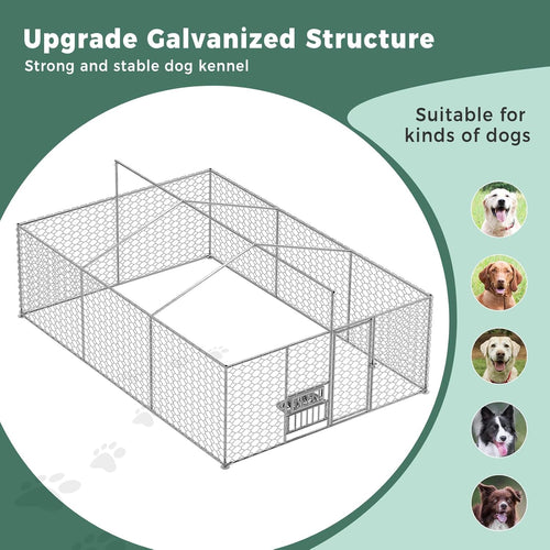 10x15FT Galvanized Outdoor Dog Kennel Y3483