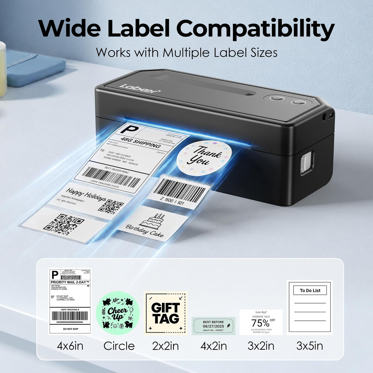 Bluetooth Thermal Shipping Label Printer Black S435