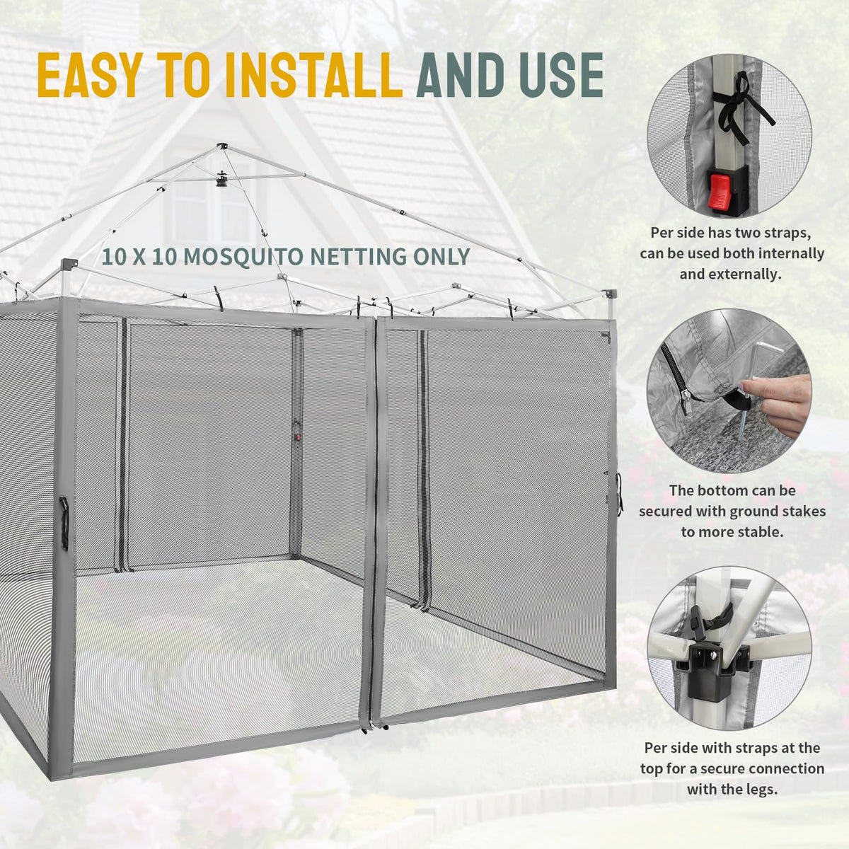 Gazebo Replacement Mosquito Netting 10 x 10ft Grey D290539