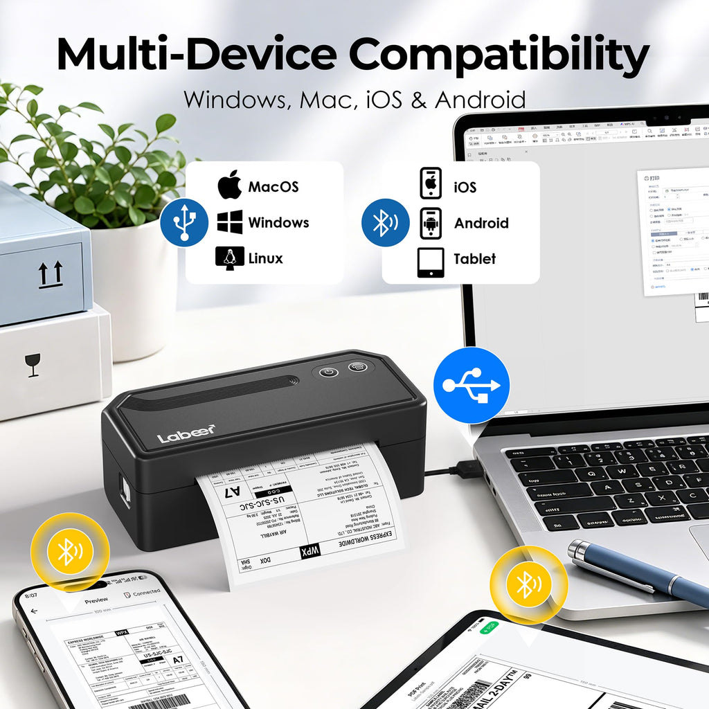 Bluetooth Thermal Shipping Label Printer Black S435