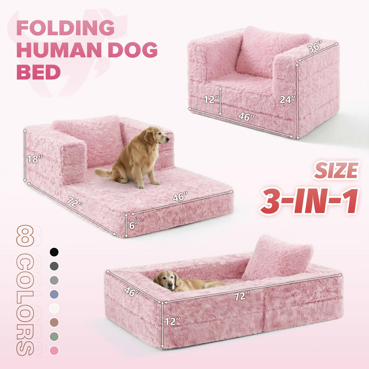 Convertible Sofa Bed 3-in-1 Futon with Pillow B871969