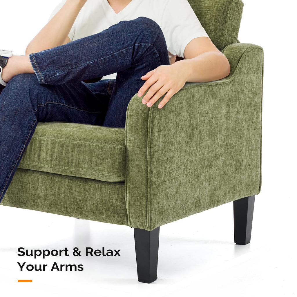 Olive Green Chenille Accent Chairs Set of 2 L372857