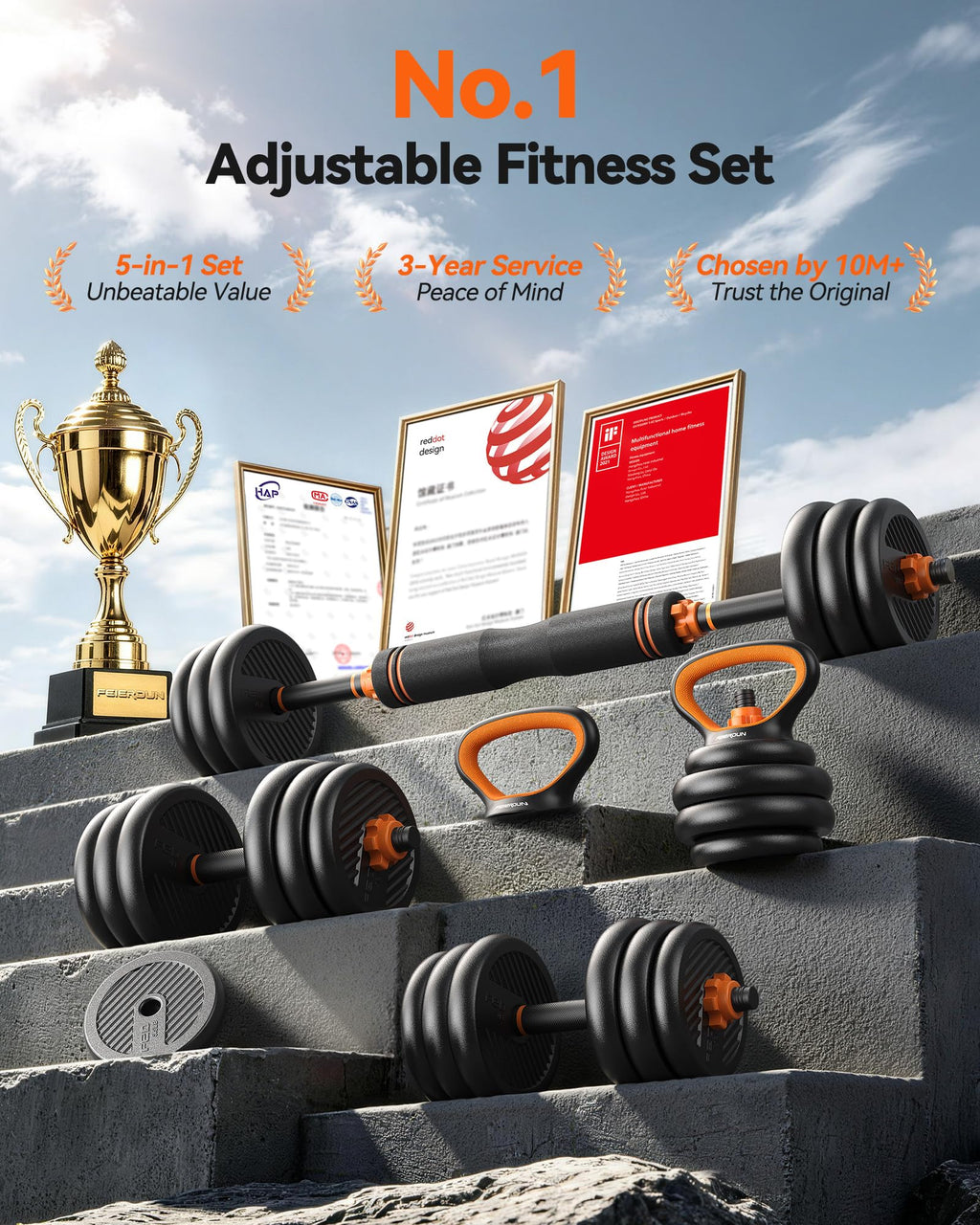 Adjustable Dumbbells Free Weight Set with Connector M4202