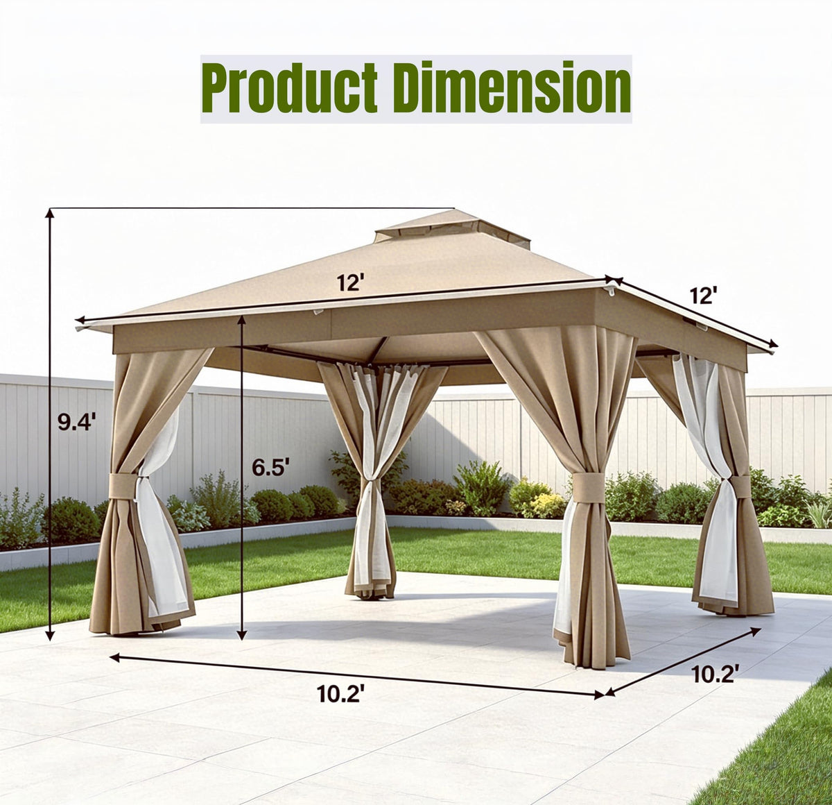12x12 Metal Frame Gazebo Canopy Tent R323