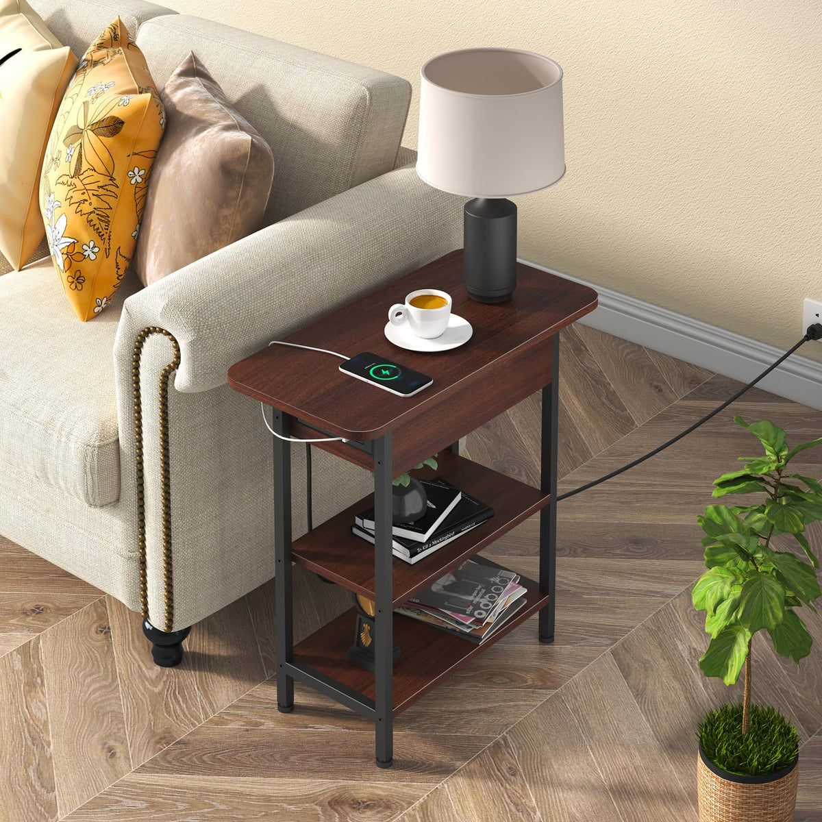 Narrow Side Table with Storage N9641
