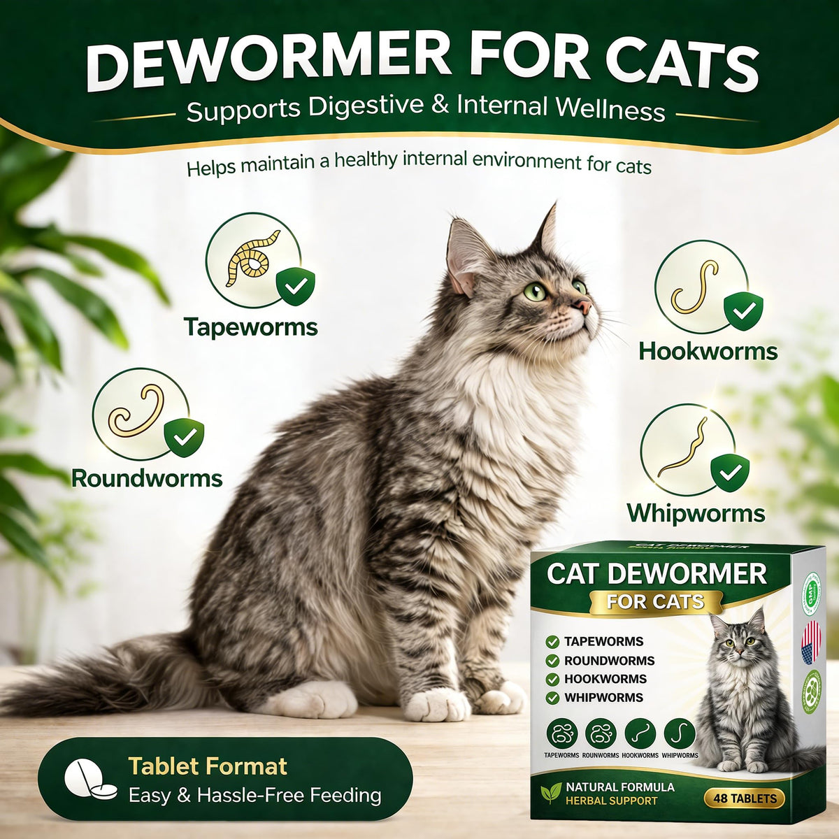 Broad Spectrum Cat Dewormer 48 Tablets X803442