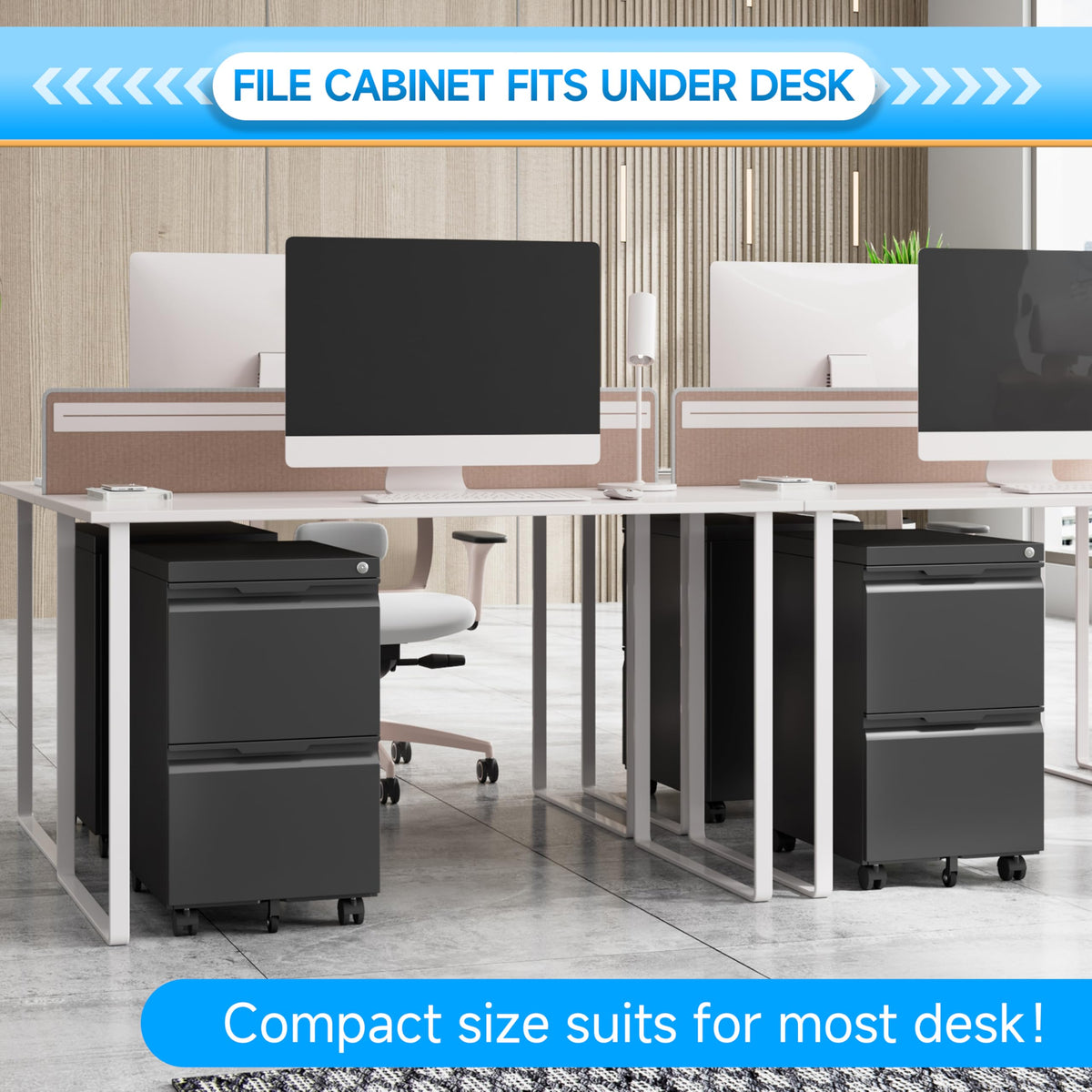 2 Drawer Mobile File Cabinet with Lock T76340