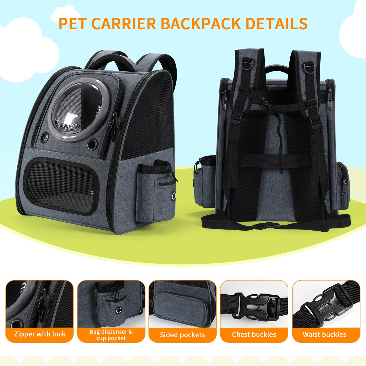 Expandable Breathable Pet Backpack Carrier W84406