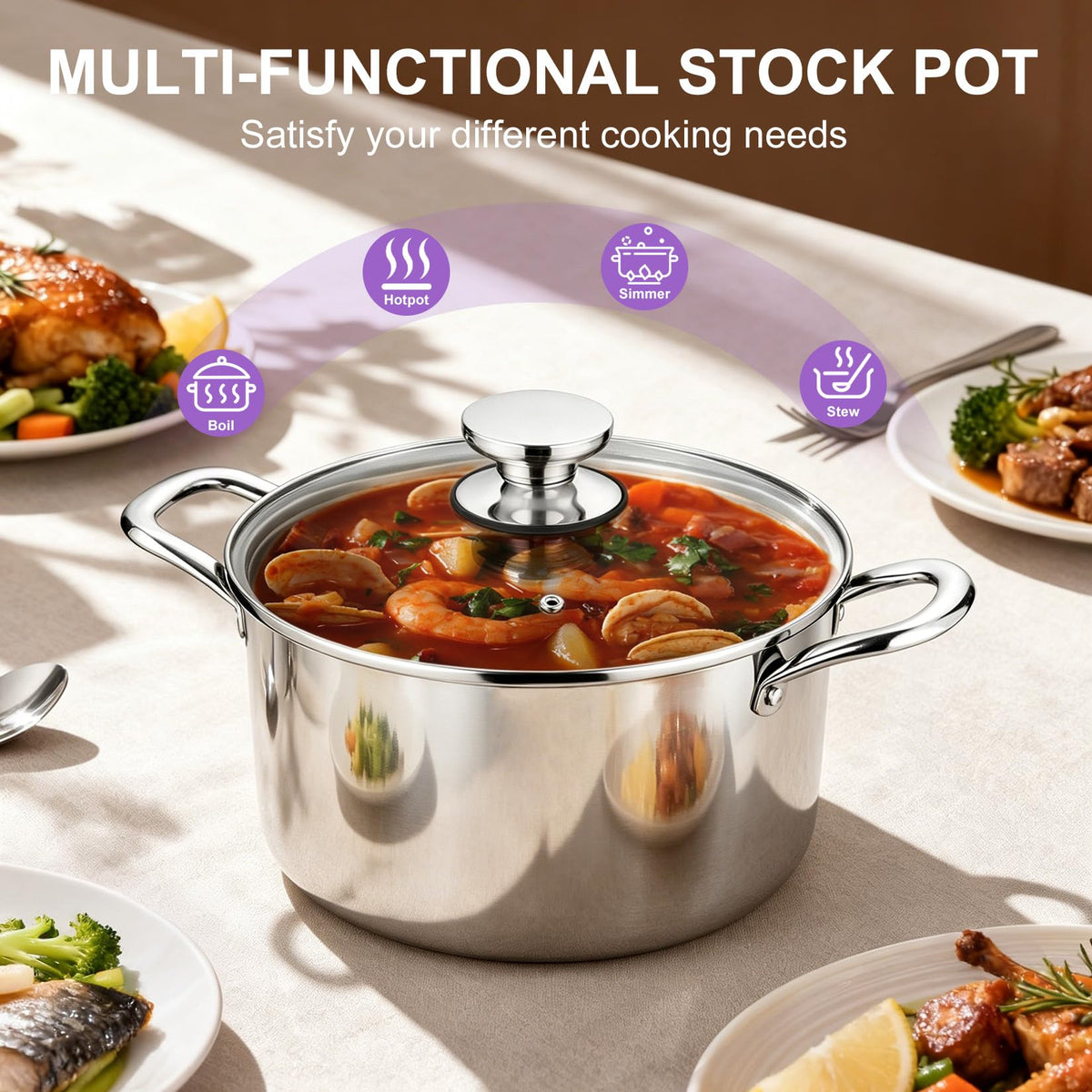 5 Quart Tri-Ply Stainless Steel Stock Pot with Lid S457755