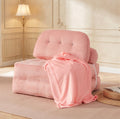Pink Foldable Sofa Bed with Pillow & Blanket L2553