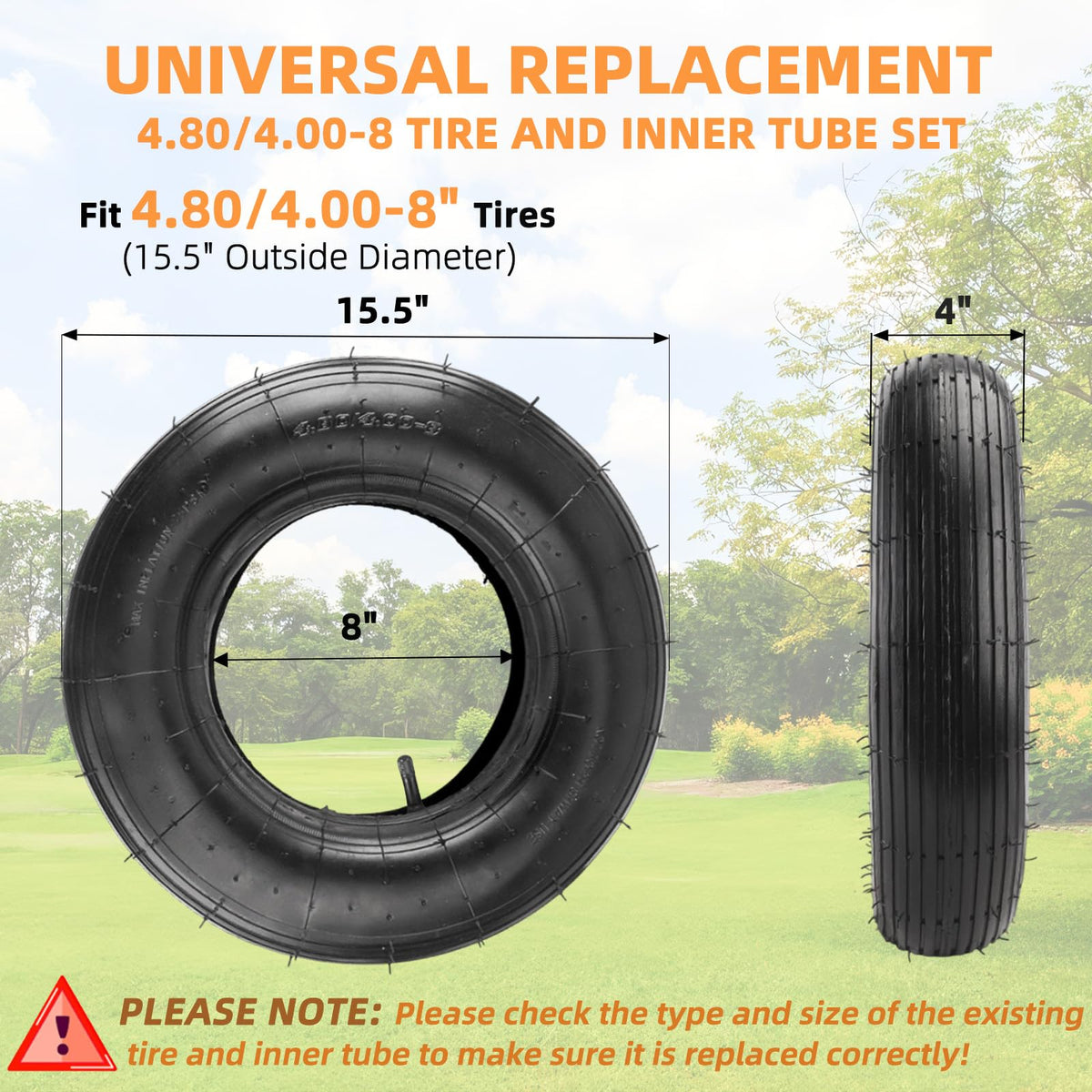 4.80/4.00-8" Tire and Inner Tube Set O1824