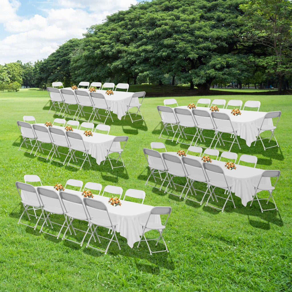 10 Pack White Plastic Folding Chairs with Steel Frame W985