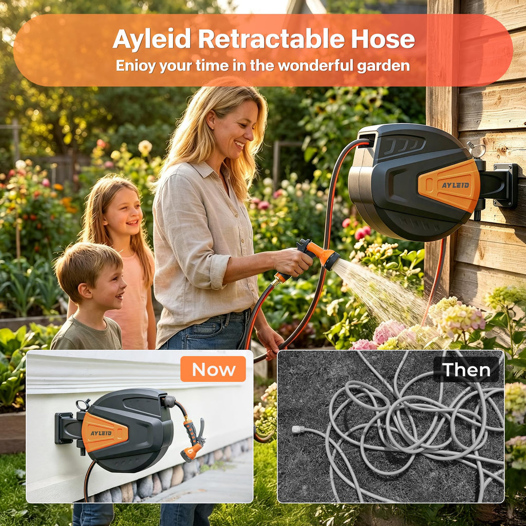 1/2"x100ft Retractable Wall Mount Garden Hose Reel C662048