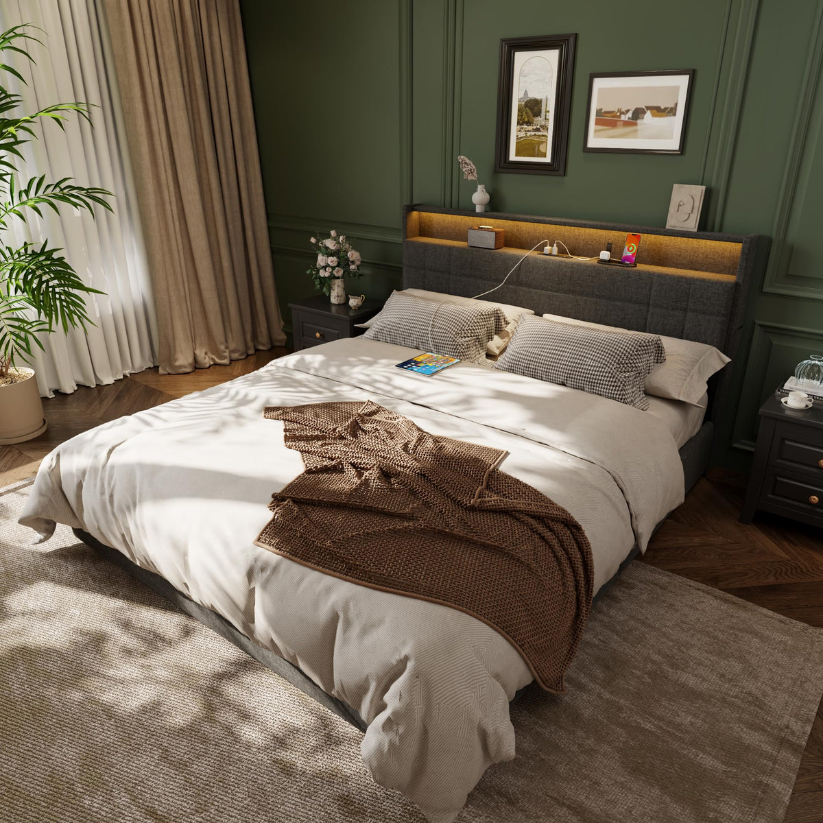 Queen Bed Frame with 4 Storage Drawers L334