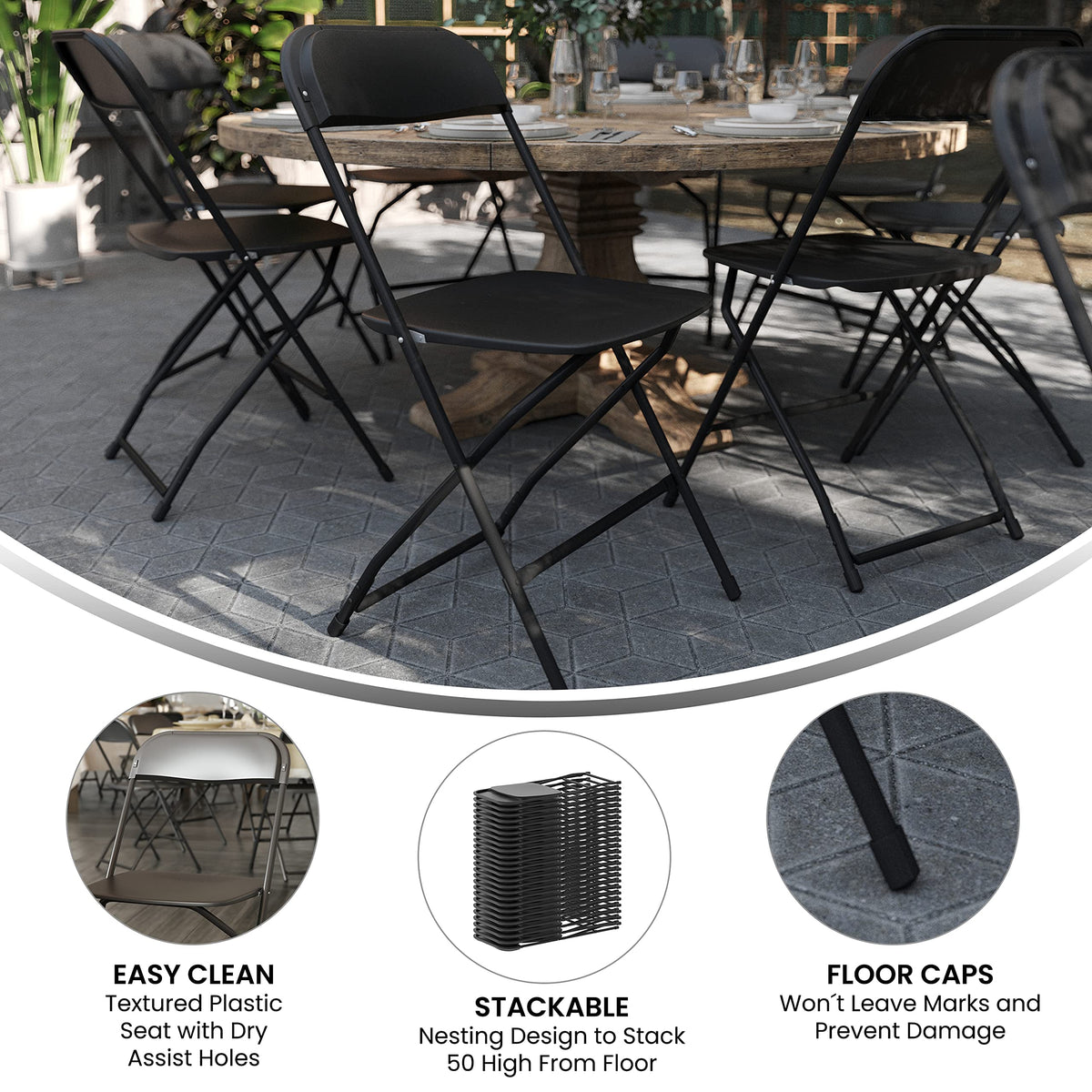 Black Plastic Folding Chair 10-Pack C26006