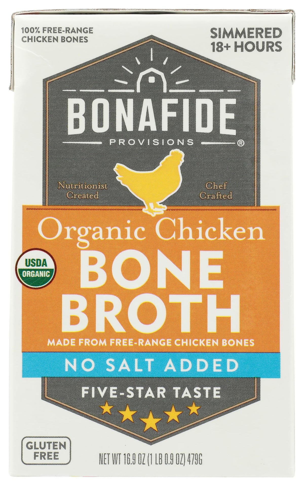 Chicken Bone Broth No Salt Added Organic 16.9 Ounce A896