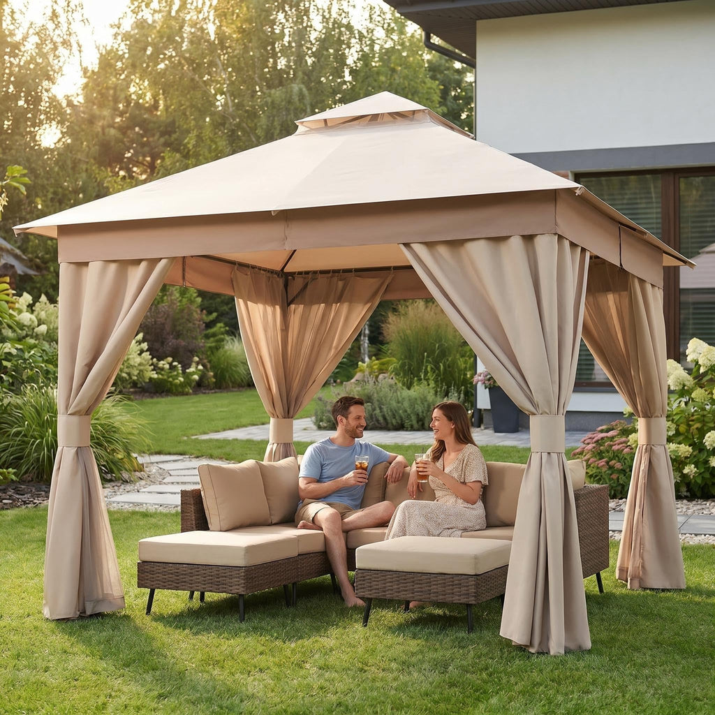 12x12 Metal Frame Gazebo Canopy Tent R323