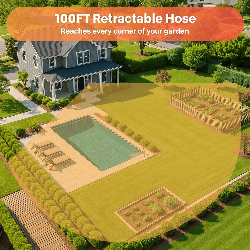 1/2"x100ft Retractable Wall Mount Garden Hose Reel C662048