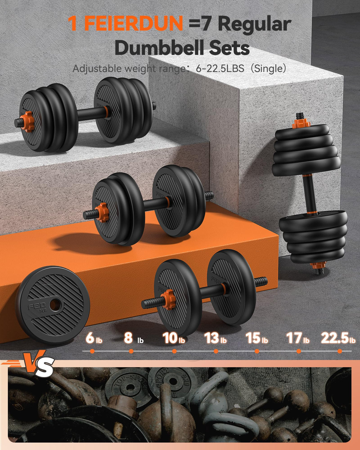 Adjustable Dumbbells Free Weight Set with Connector M4202
