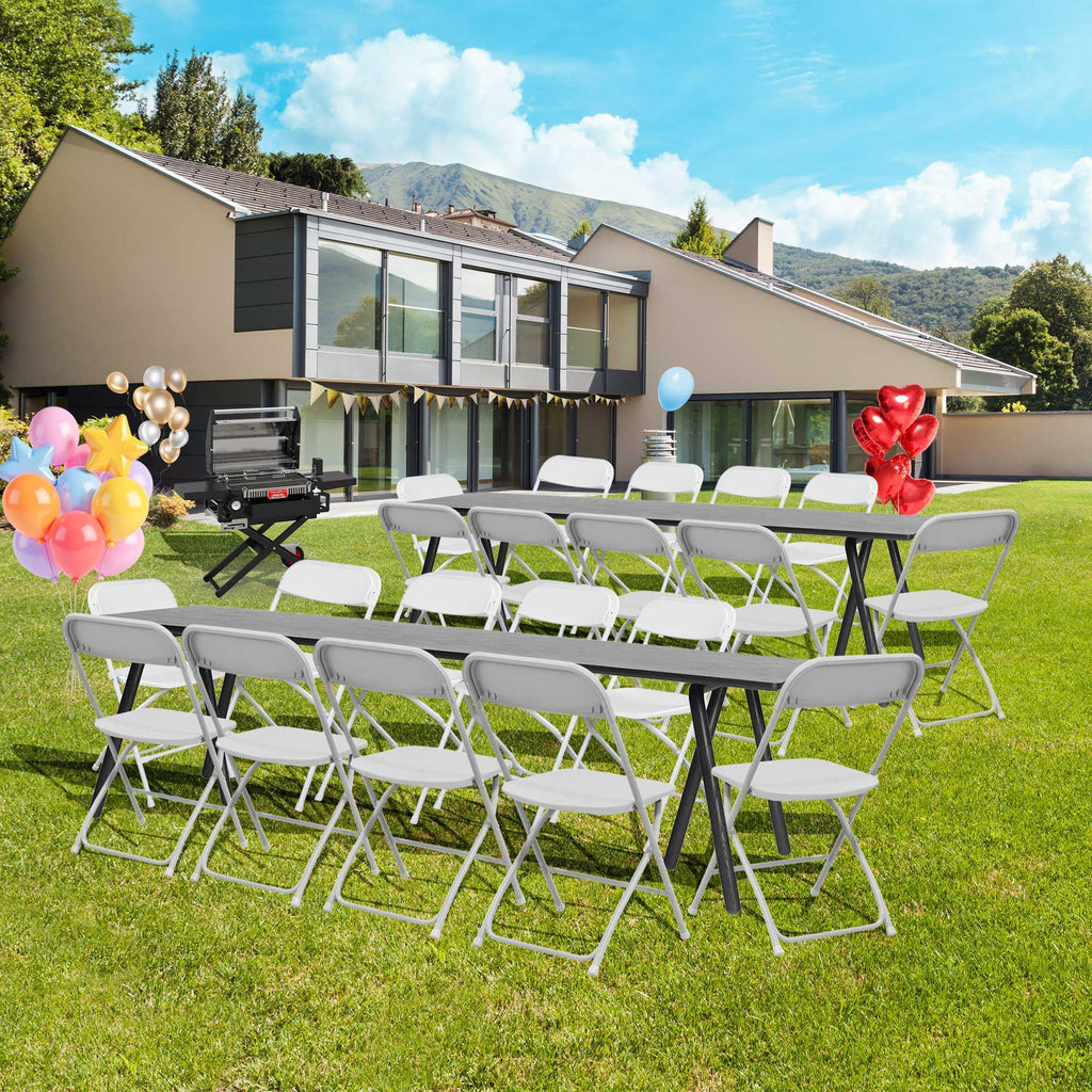 10 Pack White Plastic Folding Chairs with Steel Frame W985